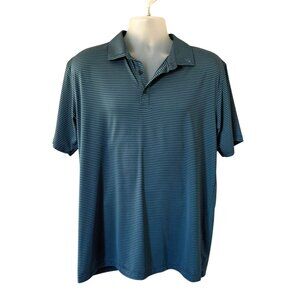 Swannies Golf Polo Mens Blue Green Large Striped Short Sleeve